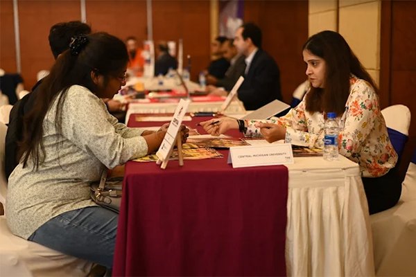 Corporate professional speaking in seminar room